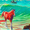 Alone horse in the sea slide puzzle