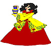 Beautiful lady and gift coloring