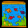 Big aquarium and colorful fishes coloring