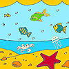 Big ocean and fishes coloring