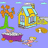 Child and farm animals coloring