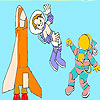 Cute astronauts coloring