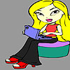 Cute blonde girl coloring