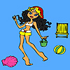 Cute girl beach coloring