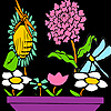 Dragonflies on the flowers coloring