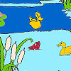 Ducks on the  little lake coloring