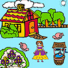 Farmer girl and flower garden coloring