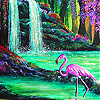 Flamingo in waterfall slide puzzle