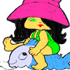 Girl And Fish Coloring