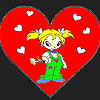Heart and little girl coloring