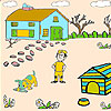 Hunter and little dog coloring