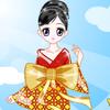 Japanese Girl in Modern Kimono