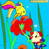 Kid's coloring: Cute little fish