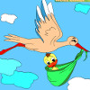 Kid's coloring: Stork and Duckling