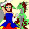 Kid's coloring: The girl and her dragon