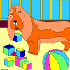 Kid's coloring: The playful dog