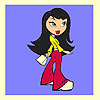 Monica at the school coloring