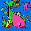 Pink dolphins in the sea coloring