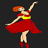 Red dress ballerina girl coloring