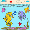 Sea and fishes coloring