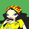 Shy cheerleader girl coloring