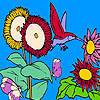 Sunflowers and hummingbird coloring