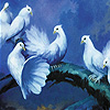 White doves on the tree slide puzzle